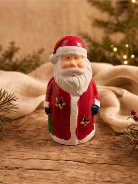 Santa Claus Star Tea Light‎ Votive Candle Ceramic Holder